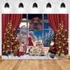 Wall Stickers Christmas Pography Backdrop Fireplace Tree Window Gift Snow Family Party Baby Portrait Background Decor 231027