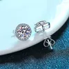 Stud Earrings S925 Silver Cross Border Exclusive Classic Men's And Women's Four Claw Round Wrap One Carat Mosang Stone