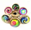 Anneaux de cluster 24pcs cabochons en bois avec mandala coloré cyclone tourbillon pos verre ethnique doigt de vent pour les filles femmes