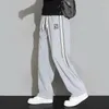 Pantaloni da uomo Pantaloni da jogging casual da uomo Pantaloni sportivi a righe sportivi con coulisse in vita elasticizzata allentata nera per uomo streetwear alto