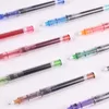 PCS/SET 0.5mm Nötr Kalem Düz Sıvı Jel Mürekkep Renkli Yuvarlanan Top Hızlı Kurutma İmza Kalem Hediyesi