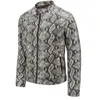 Men's Jackets 2023 Autumn Punk Style Unique Snakeskin Pattern Printed PU Leather Men Casual Slim