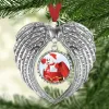 Nya sublimeringsämnen Angel Wing Ornament Juldekorationer Guld Silver Blanks Xmas Tree Hanging Kan anpassa din egen bild och bakgrund FY3980