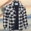 Men's Jackets Winter Plaid Cotton Jackets Lapel Soft Keep Warm Cardigan Plus Size Men Shirt Coat Quilted Lined Flannel Shirt Jacket 231027