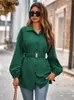 Kadın Bluzları Sonbahar Kış Gömlek Üstleri Kadınlar V yaka moda fırfırlı pileli bayanlar rahat gevşek uzun kollu kadın ceketler 2023