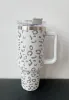 40oz Logo Reusable Tumbler Cow print Leopard with Handle and Straw Stainless Steel Insulated Travel Mug Tumbler Insulated Tumblers Keep Drinks Cold