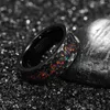 Cluster Ringe Rand Batch Blume gebürstet eingelegter Opal Herren Wolframkarbid Ring Schwarz Carbon Bague Homme für Mariage Hochzeit Schmuck