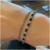 Bracelet tenisowy dla kobiet prosty niebieski okrągły cyrkon Rose Gold Color dziewczęta bransoletka mody Koreańska klejnot h055 DHGARDEN OTVXH