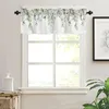 Curtain Green Valance For Windows Watercolor Eucalyptus Leaf Rod Pocket Window Treatments Plant Leaves Durable