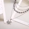 Anhänger-Halsketten Kissme Zarte Kristall-Schneeflocken-Halskette für Frauen Geschenk geschichtete gestapelte Ketten Modeschmuck