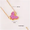 Pendant Necklaces Cute Mticolor Acrylic Butterfly For Women Cocktail Party Statement Necklace Steet Style Korean Fashion Jewelry Drop Dhhio