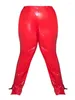 Byxor plus storlek hög midja byxor kvinnor faux latex blyerts split damer glänsande pvc läder leggings stretchy 6xl 7xl anpassad