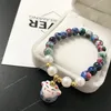 2020 Lucky Cat Stone Beads Bracelet Bangles Simple Sweet Ceramic Bracelets for Women Girls Birthday Gift Female Charm Jewelry Fashion JewelryBracelets cute cat