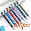 Ballpoint Pens 100pcs Metal Pen Touch Screen Niestandardowy tekst grawerowania biurowego Szkoły Laser reklamowy 231027