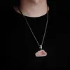 Punk Dual Color Full Red CZ Zircon Cloud Pendant Necklace For Men And Women Fashion Hip Hop Trendy Accessories Bling Bling Cubic Zirconia Stone Rapper Jewelry Gifts