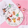 Keychains Lanyards Santa Claus Keychain Men And Women Christmas Gift Pendant Couple Key Ring Ornaments Cartoon Keyring Drop Delivery F Dhdr0