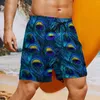 Gym Clothing Peacock Feather Board Shorts Summer Animal Print Sports Surf Beach Men Fast Dry Casual Printed Oversize Swim Trunks