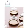 Bakningsverktyg Multifunktionell mini -dessert serveringsstativ Acacia kakan med kupol lock tallriksplatta för hemmor (4st)
