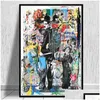 Peintures Iti Toile Banksy Art Affiches et impressions Funny Monkeys Street Wall Photos pour la décoration de la maison moderne Drop Livraison Garde Dhzgf