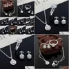 Annan julklapp Högkvalitativ butik Nya kvinnor - Noble Sier Plated Crystal Necklace Earring Ring Set Smycken Drop Leverans smycken OTZ3T