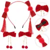Bandanas 1 Set Bows Tassels Hair Clips Chinese Year Furry Balls pannband för Little Girl