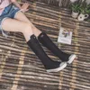 Boots High Top Women's Canvas Shoes Knee High Boots Side Zipper Flats Vulcanized Shoes Lace-Up Comfortable Platform Sneakers Female 231027