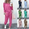 Gymkleding Tweedelige damesoutfit met lange mouwen en ronde hals Pullover Tops en broeken Jurkjasset voor dames Sexy bruiloftsgast