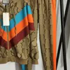 Fashion Stripe Print Tracksuit Women Classic Casual Sweatshirt Coat Loose Elastic Waist Sweatpants Sports 2 Piece Set