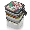 Dinnerware Flowering Cactus Double Layer Bento Box Portable Container Pp Material Rainforest Nature Leaf Exotic Garden
