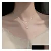 Pendant Necklaces Sier Shiny Butterfly Tassel Necklace Female Exquisite Double Layer Clavicle Chain Party Jewelry Drop Delivery Pendan Dh9Hd