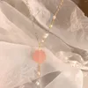 Chaînes Naturel Rose Agate Pivoine Pendentif Collier Fleur Floraison Chandail Chaîne Avec Perle Perle 14K Or Planté Femme