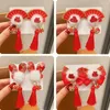 Akcesoria do włosów pluszowe dzieci czerwone łuk spinki do włosów wentylator fan fan fan chiński rok na nakrycie głowy dzieci starożytny styl dziewczęta