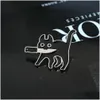 Броши-булавки с рисунком креативного черного кота, моделирование поп-эмали, значки на лацканах, брошь, забавные модные украшения, Прямая доставка Dhoxt