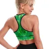 Yoga outfit Green Tie Dye Sport Bra U Neck Abstract Print Breattable Running Raceback Crop Bras Push Up Workout Top for Girls