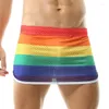 Majy seksowne bieliznę Mężczyźni bokserki Culottes Metties Mesh Rainbow Inner Jockstrap U Convex torebka Kurek bokserski