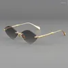 Sunglasses THE BABY Men Rhombus Rimless Woman High Quality Vintage Handmade Luxury Designer Original Brand Eyeglasses