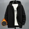 Moletons masculinos Men Hoodie Capuz de inverno Casaco de lã elegante com zíper para a coloração de bolso de coloração de cor de manga comprida de cor sólida