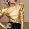 Blouses pour femmes de haute qualité haut pour femme confortable à la mode Style Punk pull à manches longues en rose uni doré