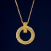 Nieuwe Mode Diamant T1 Cirkel Hanger volledige diamanten ketting vrouwen Zilveren kettingen Designer Sieraden TN-01003