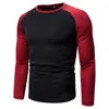 Camiseta masculina de beisebol manga longa camiseta moda em torno do pescoço costura esportes equipe camisa fitness casual collants topo