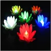 زهور الزهور الزهور أكاليل لامعة LED LED LOTUS شمعة أتمنى مصباح زهرة إيفا الاصطناعية مع الأضواء الإلكترونية لـ HomeFavor DHBML