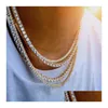 Tennis Gradué Hommes Hip Hop Bling Chaînes Bijoux Diamant Glacé Chaîne Collier Mode 5 Mm Or Sier Couleur Colliers Drop Livraison Dhlm0