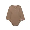 Barboteuses Bébé Garçon Fille Vêtements Mère Enfants Costume Né Bodys Manches Longues Combinaisons Couleur Unie Vêtements Pour Enfants Pour Bébés