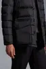 2023年秋の冬のメンズホワイトダックダウンパーカージャケットジッパーファーフード縞模様の男のスリムロングコートmkm010
