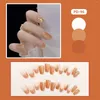 Falska naglar flickor glansig orange nagelgradient färg guld glittrar harts konstgjorda för kvinnor och tjejfestaktivitet