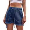 Shorts femininos mulheres casual denim verão cordão elástico cintura confortável jean com bolsos streetwear pantalones cortos