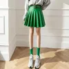 Skirts Autumn Winter JK PU Leather Skirt Women Korean Fashion High Waist Belt Solid Color A-LINE Pleated Short Mini Sexy