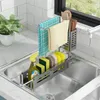 Kitchen Storage Multipurpose Sponge Holder Stainless Steel Organizer Free Retractable Sink Draining Breathable Items