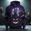 Moletons masculinos com estampa gráfica de abóbora, diário, clássico, casual, impressão 3D, pulôver, Halloween, manga comprida, primavera e outono