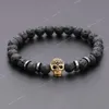 Black Eye Skull Hematite Bead Armband Men Classic Handmade 8mm Lava Stone Charm Armband For Men smycken present mode smyckenbåtar armband pärla stenar skalle